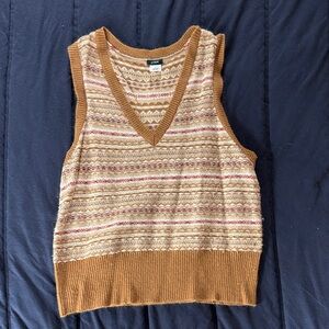 J. Crew Tan and Cream Knit Sweater Vest